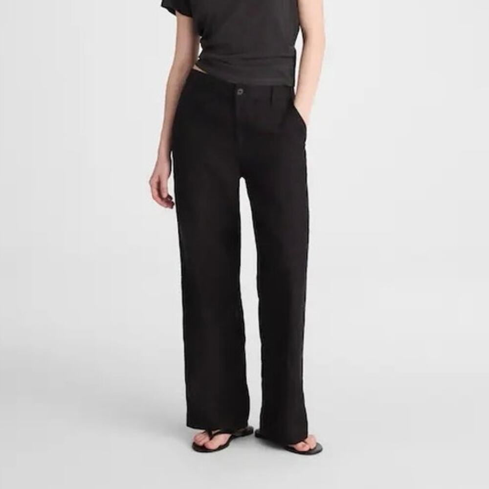 Madewell Black Linen Straight-Leg Pants